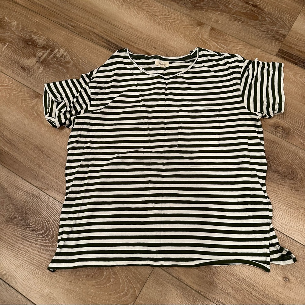 Madewell Green Stripe Pocket Tee - Large